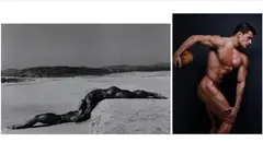 Michael Stokes, Two Works: Discus Thrower and Two Nudes (by photographer Herb Ritts), [LGBTQ+ INTEREST], Two Nudes: Duotone photo engraving by photographer Herb Ritts