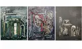 Esther Schuster, Three works: Fachada No. 4, Mixed media on board