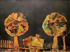 A Pair of Trees at Midnight by Silvia Villagrán, Oil on board, sold Sep 2024
