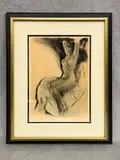 Carl August Bauer, Seated Female Nude, Black and white etching