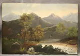 Rolling Mountains by American School, Oil on canvas, sold Oct 2024