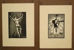 Two works: "The Mast" and untitled by Earl Marshawn Washington, Both are pencil numbered, signed and dated, sold Oct 2024