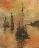 Philip Little, Sailboats by the Harbor, 1915, Pencil signed and dated lower right hand corner