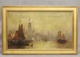 George Bunn, The River Scheldt and Antwerp, Oil on canvas