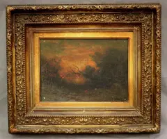 Franklin DeHaven, Fiery Winter Sunset, 1903, Oil on paper