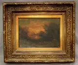 Franklin DeHaven, Fiery Winter Sunset, 1903, Oil on paper