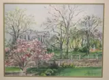 Lily Spandorf, Cherry Blossoms at the White House, Ink signed lower right hand corner