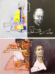 Arthur Cotton Moore, Two works: Composition and Portrait, Oil on canvas