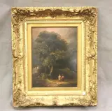 Landscape with Figures by English School, Oil on board, sold Oct 2024