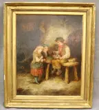 Mark William Langlois, Feeding the Chicks, Oil on board