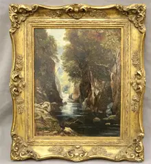 John Lloyd Bond, A Stream through the Woods, Oil on board
