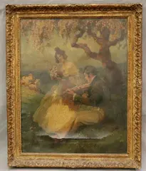 R.A. Hager, The Courtship The Courtship The Courtship The Courtship The Courtship, (for restoration), Oil on canvas