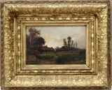 Continental School, Lady Walking Home, Oil on board