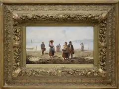 F. Robin, Fishmarket, Oil on canvas