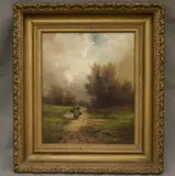 Northern Continental School, Walking Home from the Market, Oil on canvas