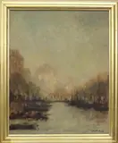 Johan Christoph Windhorst, Late Afternoon Venetian Scene, Oil on canvas