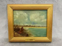 Léon Richet, The French Coast, Oil on panel