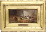 Théophile-Victor-Émile Lemmens, Chickens, Oil on board