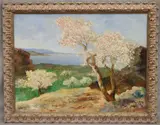 French School, Sight of the Mediterranean, Oil on canvas