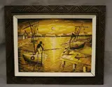 Decourcelle Gourge, Pecheurs la Nuit, Oil on canvas