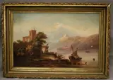 View of the Castle from the Lake, (For restoration) by Italian School, Oil on canvas, sold Oct 2024
