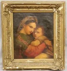 Raphael, Untitled, Madonna della Seggiola, (for restoration) 19th century oil on canvas painted