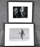 Alfred Eisenstaedt, Two Related Works: "Thomas Hart Benton Stands in Front of Self-Portrait" and "Alfred Eisenstadt on Jones Beach.", All Rights Reserved" stamp, a written reference "9-1981," and a third stamp that states "Print from the Office of Alfred Eisenstaedt."
