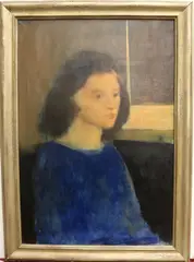 Jean Seidenberg, Young Girl Wearing a Blue Dress, Oil on canvas