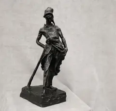 Untitled by Honoré Daumier, Ratapoil, 20th century reproduction patinated bronze statue with dark brown patina, sold Nov 2024
