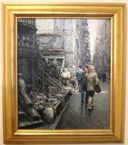 Andrea Patrisi, Neapolitan Newstand, Oil on board