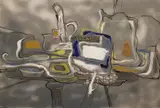 Arthur Cotton Moore, Still Life, Acrylic, airbrush and collage on canvas