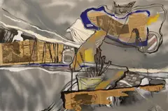 Arthur Cotton Moore, Still Life, Acrylic, airbrush and collage on canvas