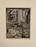 Fiske Boyd, "Concept (United Nations Building)". 1951, Wood engraving