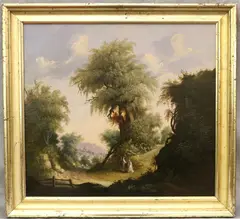 G A Nichols, Couple on the Road, Oil on canvas