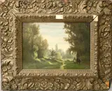 Jean-Baptiste Camille Corot, Untitled, Rayons Du Matin (La Vache Allant Aux Champs), 19th century oil on board artwork