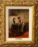 Heinrich Fischer, Laundry Day, Oil on board