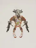 Antony Micallef, Untitled, Antony Micallef (b.1975) 'Mythic Weapon - Improvised Minotaur' lithograph in colours