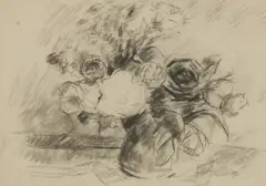 Peggy Somerville, Untitled, Peggy Somerville (1918-1975) Roses in a vase charcoal