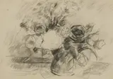Peggy Somerville, Untitled, Peggy Somerville (1918-1975) Roses in a vase charcoal