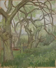 Waveney Frederick, Untitled, Waveney Frederick (1911-1999) Landscape with trees oil on paper 48 x 38cm .