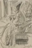 Laura Knight, Untitled, black chalk 36.5 x 25cm .