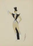 Erté, Untitled, gouache and silver pen 37 x 25.5cm .