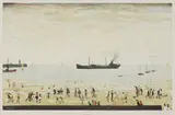 L. S. Lowry, Untitled, Laurence Stephen Lowry RA (1887-1976) 'Waiting for the Tide' offset lithograph in colours
