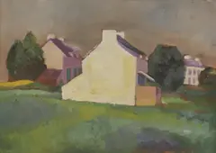 Annie Fish, Untitled, Anne Harriet Fish (1890-1964) Cottages oil on board 21 x 29.5cm .