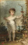 English School, A portrait of a young child in a garden