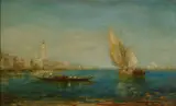 Félix Ziem, A view of Venice from across the lagoon, oil on panel