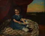 German School, A portrait of a young girl reading a book