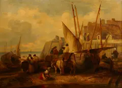 Snr. William Shayer, At the shore, oil on canvas
