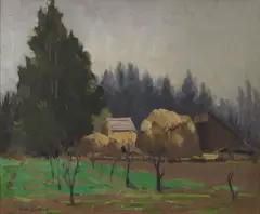 Hay Stacks by Aaron Edward Kilpatrick, oil on canvas, sold Oct 2011