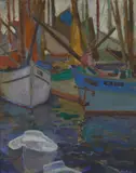 Charles Earl Bradbury, Gloucester harbor, oil on canvasboard